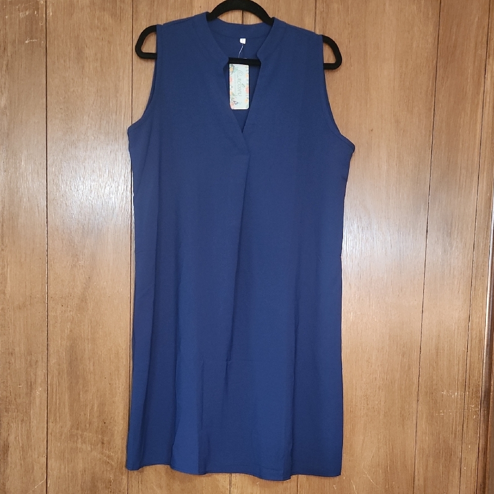 Sleeveless Navy Blue Dress